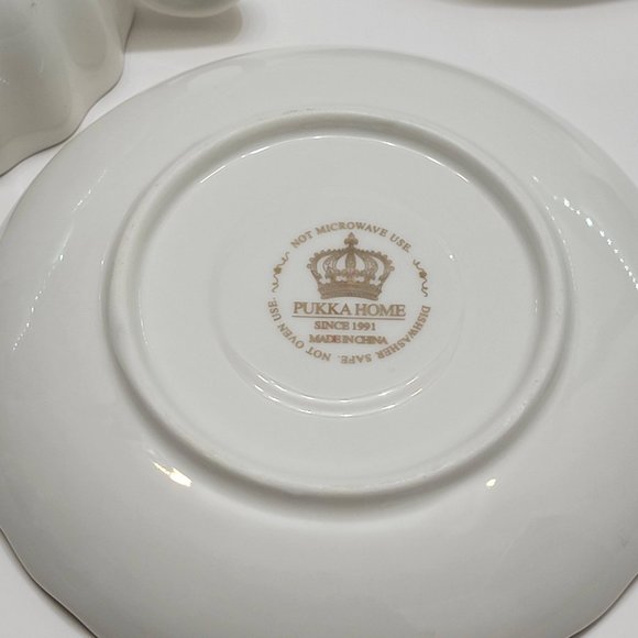 Pukka Home White with Gold Trim Royal Style Cup And Saucer. Set of 2 - Picture 5 of 6